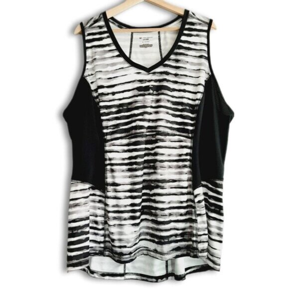 TEK GEAR | Drytek Athletic Tank Top B&W Abstract Pattern Stretch Muscle Tee 2X - Picture 1 of 11